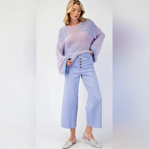 FINAL SALE!!! EASEL Flower Patterned Knit Sweater Tunic #334-338 - Picture 4 of 10